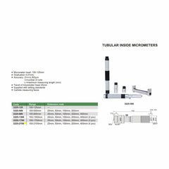 Insize Tubular Inside Micrometer 100-2100mm Range Series 3225-2100 - Twin Eagle Imports