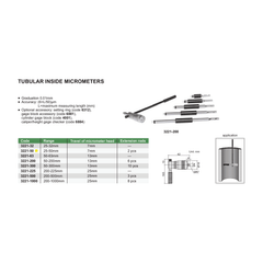 Insize Tubular Inside Micrometer 25-50mm Range Series 3221-50 - Twin Eagle Imports