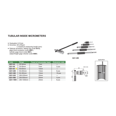 Insize Tubular Inside Micrometer 50-63mm Range Series 3221-63 - Twin Eagle Imports