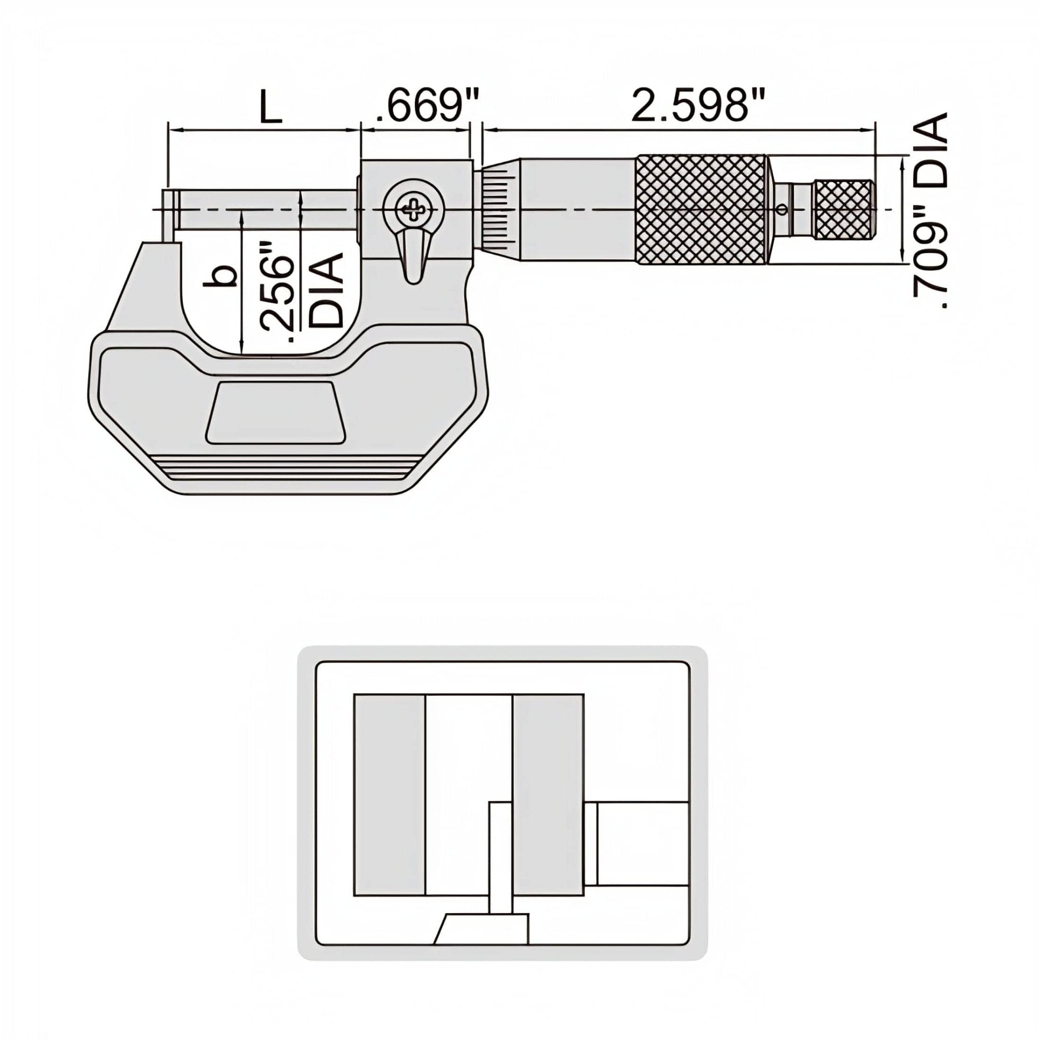 Insize Type C Cylindrical Anvil Micrometer 0-1" Range Series 3261-1C - Twin Eagle Imports