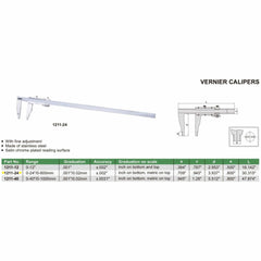 Insize Vernier Caliper 0-600mm/0-24" Range Series 1211-24 - Twin Eagle Imports