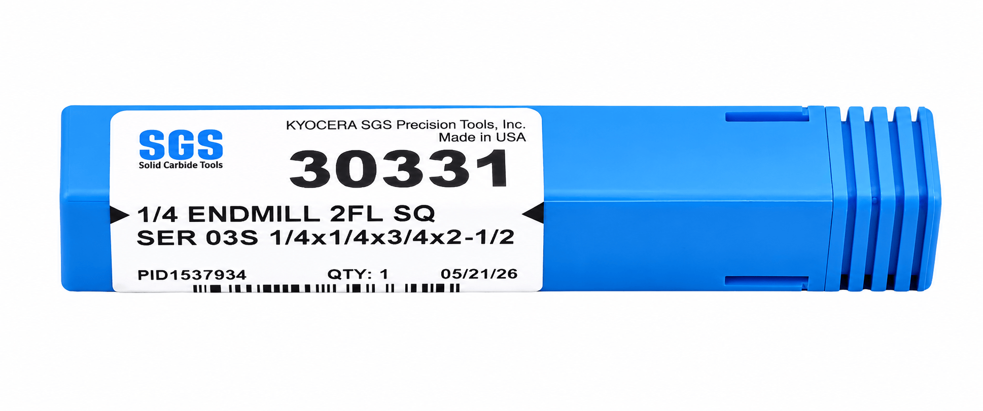 KYOCERA ASIA PACIFIC PTE LTD CARBIDE ENDMILL Kyocera SGS KSP30331 1/2 Inch 3 Flute TiCN Coated Carbide Square End Mill