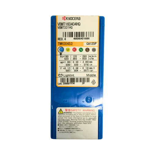 KYOCERA ASIA PACIFIC PTE LTD INSERT 10pc Kyocera VBMT160404HQ CA125P – Turning Insert (Finishing to Medium, HQ Chipbreaker)