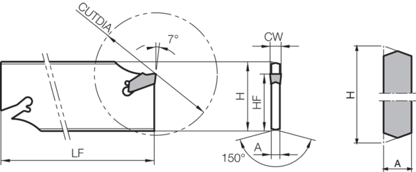 Kyocera KTKB26-2S 2.00-2.40 mm 110mm OAL Neutral Parting Toolholder - Twin Eagle Imports