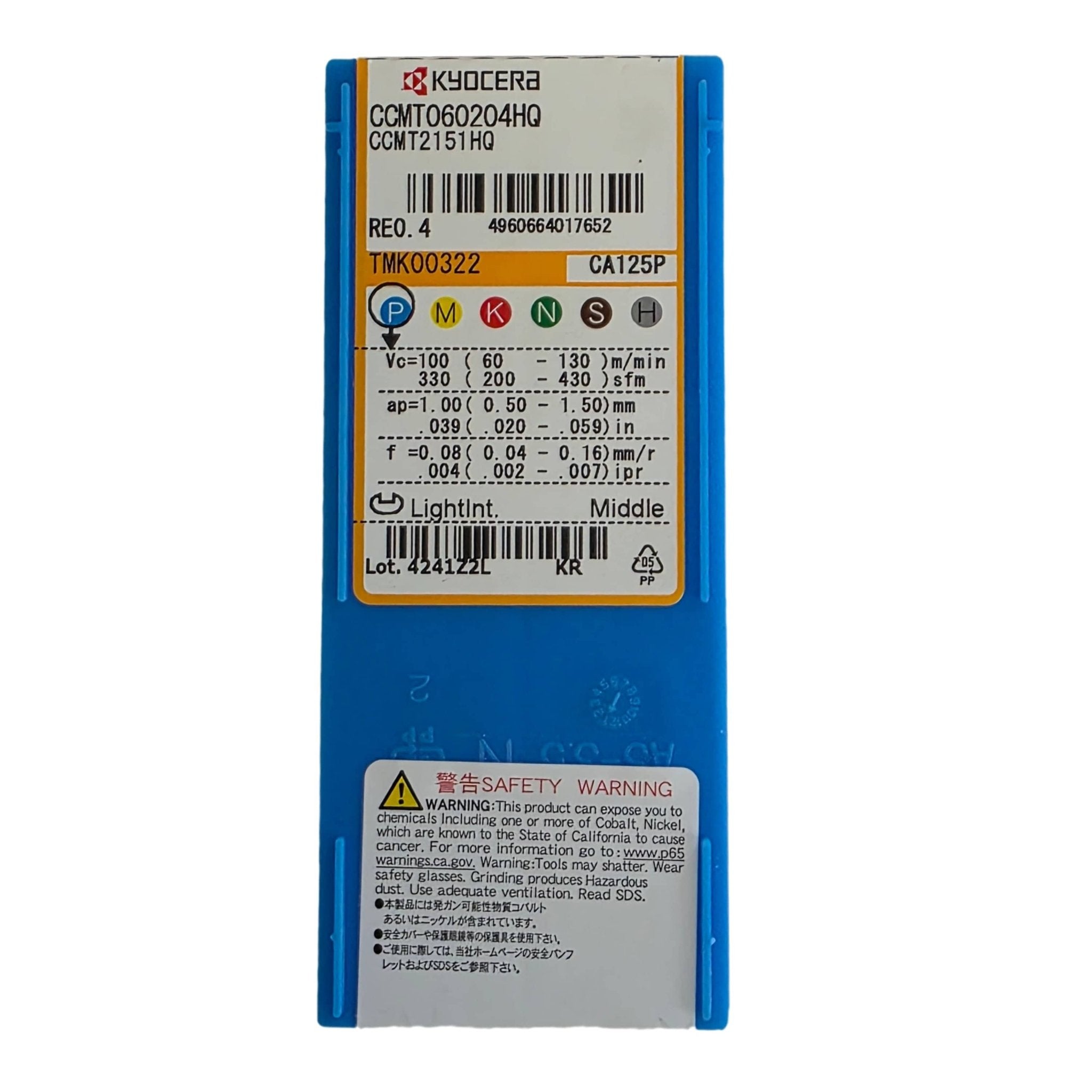 Kyocera S08X-SCLCR06-10A Boring Bar paired with 10pcs CCMT060204HQ CA125P inserts - Twin Eagle Imports