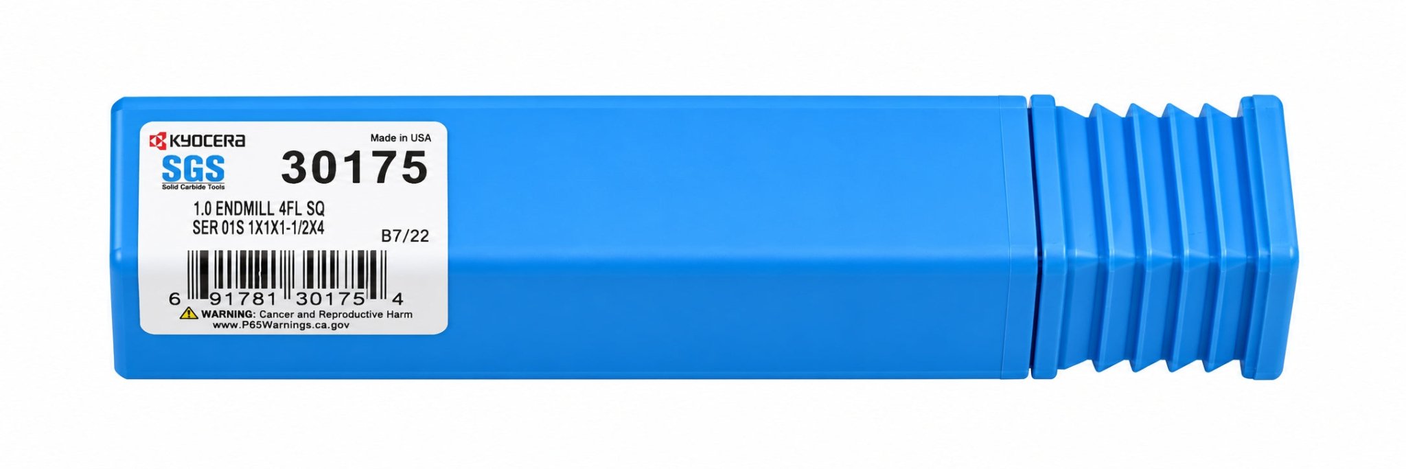 Kyocera SGS 30175 1" 4 Flute Bright Uncoated Carbide Square End Mill Stub Length - Twin Eagle Imports