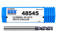 Kyocera SGS 48545 2mm 4 Flute Ti-NAMITE-A AlTiN Coated Carbide Square End Mill - Twin Eagle Imports