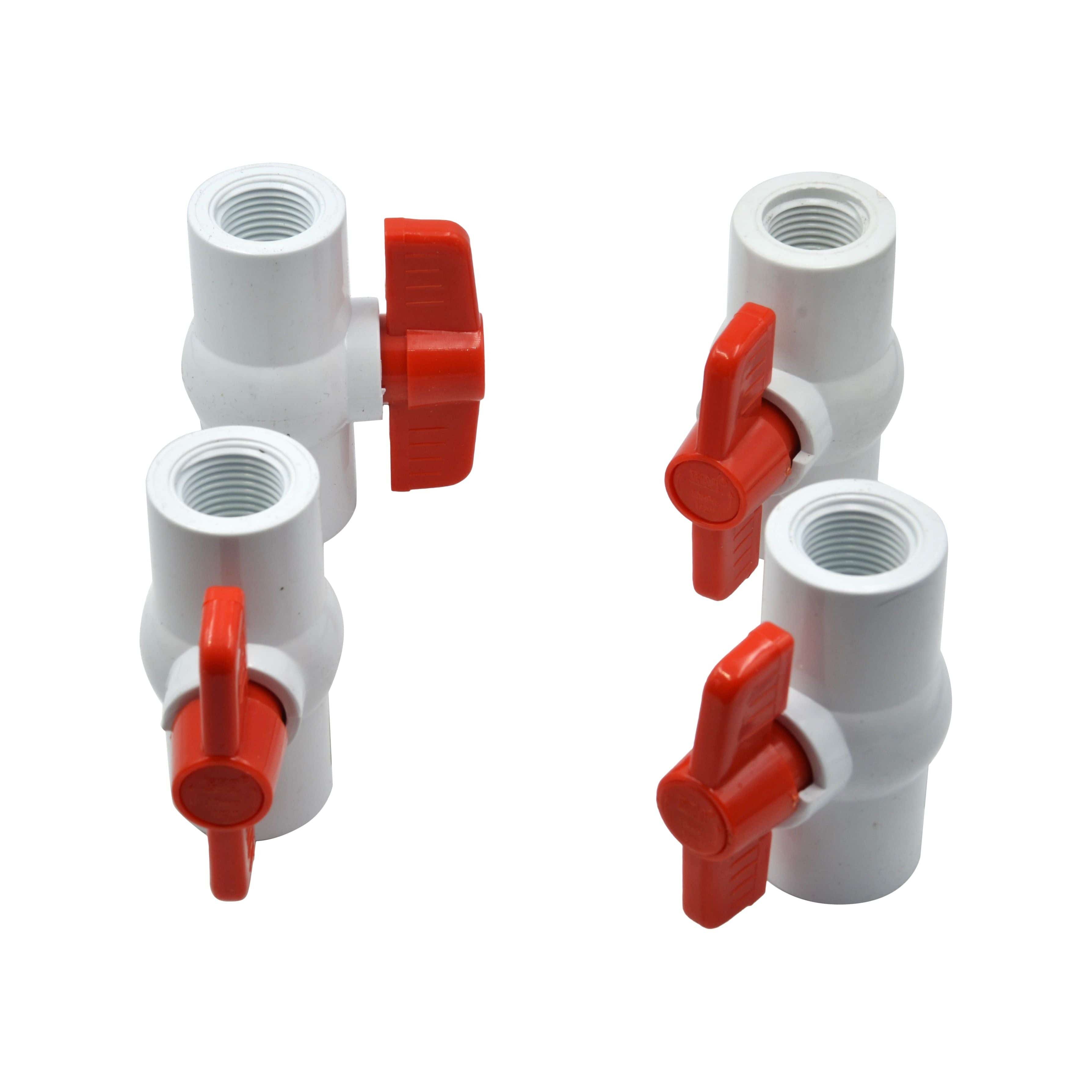 LD Valve Ball Valve 4pcs PVC Pipe Female/Female 1/2" BSP Thread Ball Valve