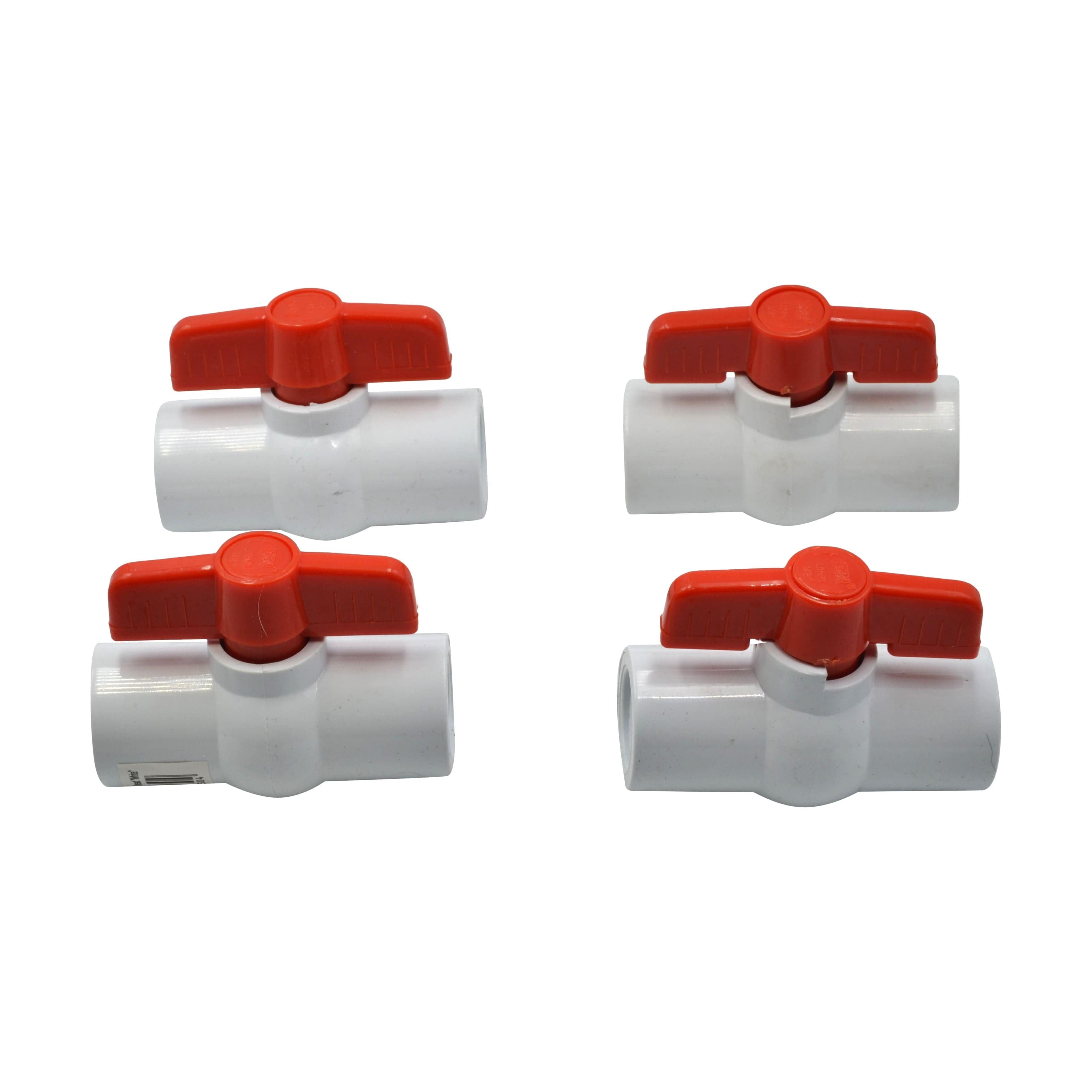 LD Valve Ball Valve 4pcs PVC Pipe Female/Female 1/2" BSP Thread Ball Valve