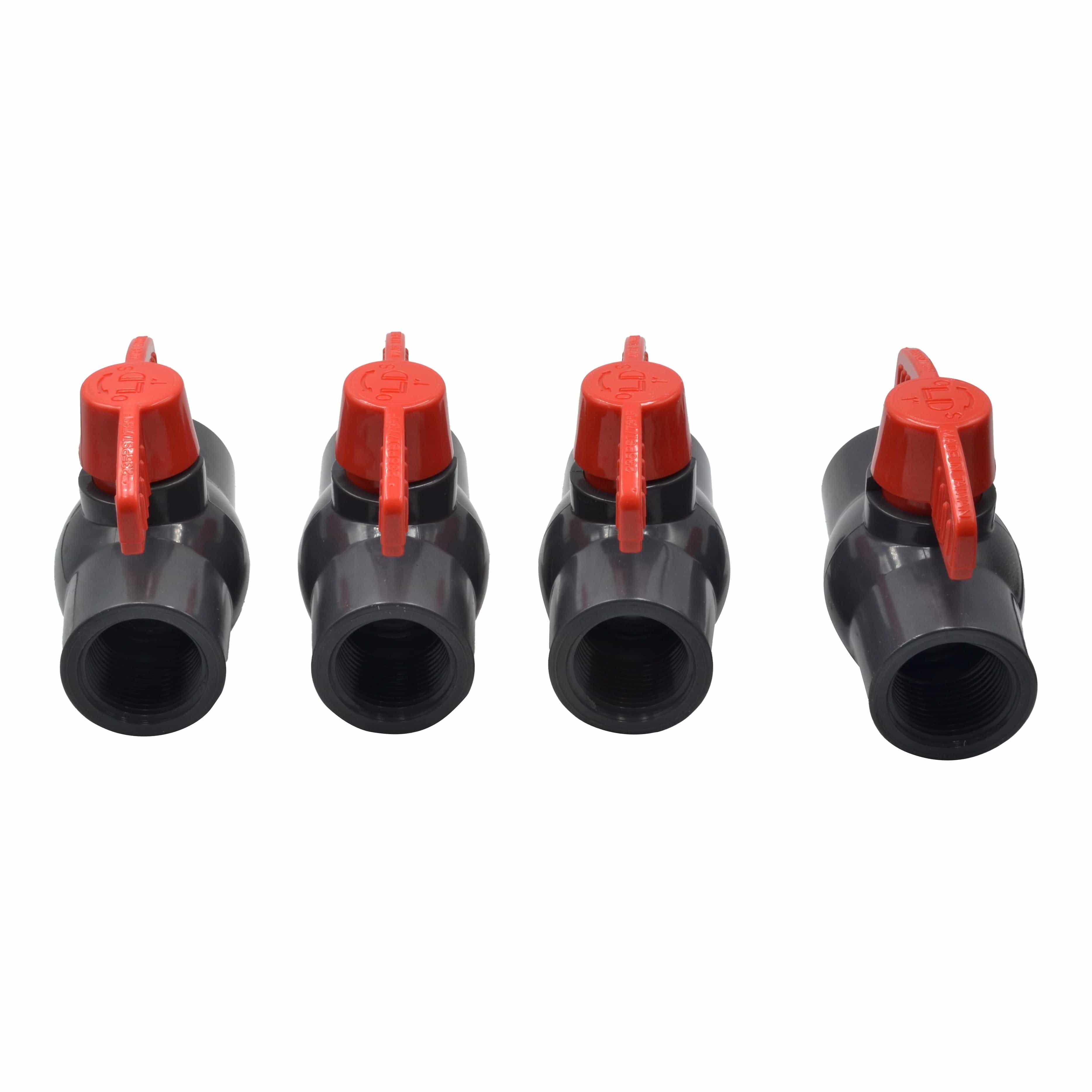LD Valve Ball Valve 4pcs PVC Pipe Female/Female 1" BSP Thread Ball Valve
