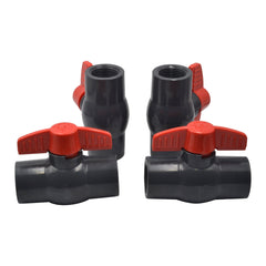 LD Valve Ball Valve 4pcs PVC Pipe Female/Female 1" BSP Thread Ball Valve