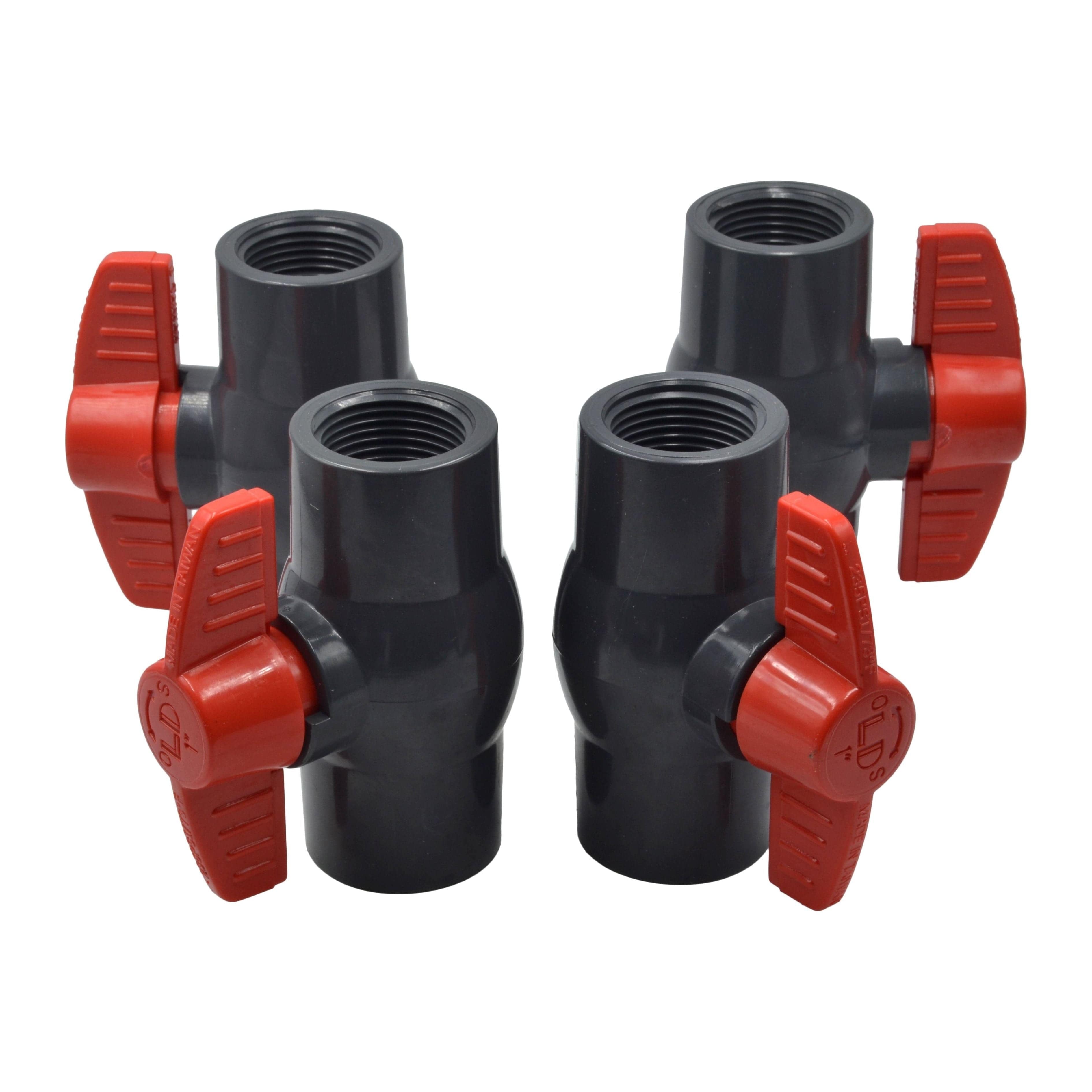 LD Valve Ball Valve 4pcs PVC Pipe Female/Female 1" BSP Thread Ball Valve