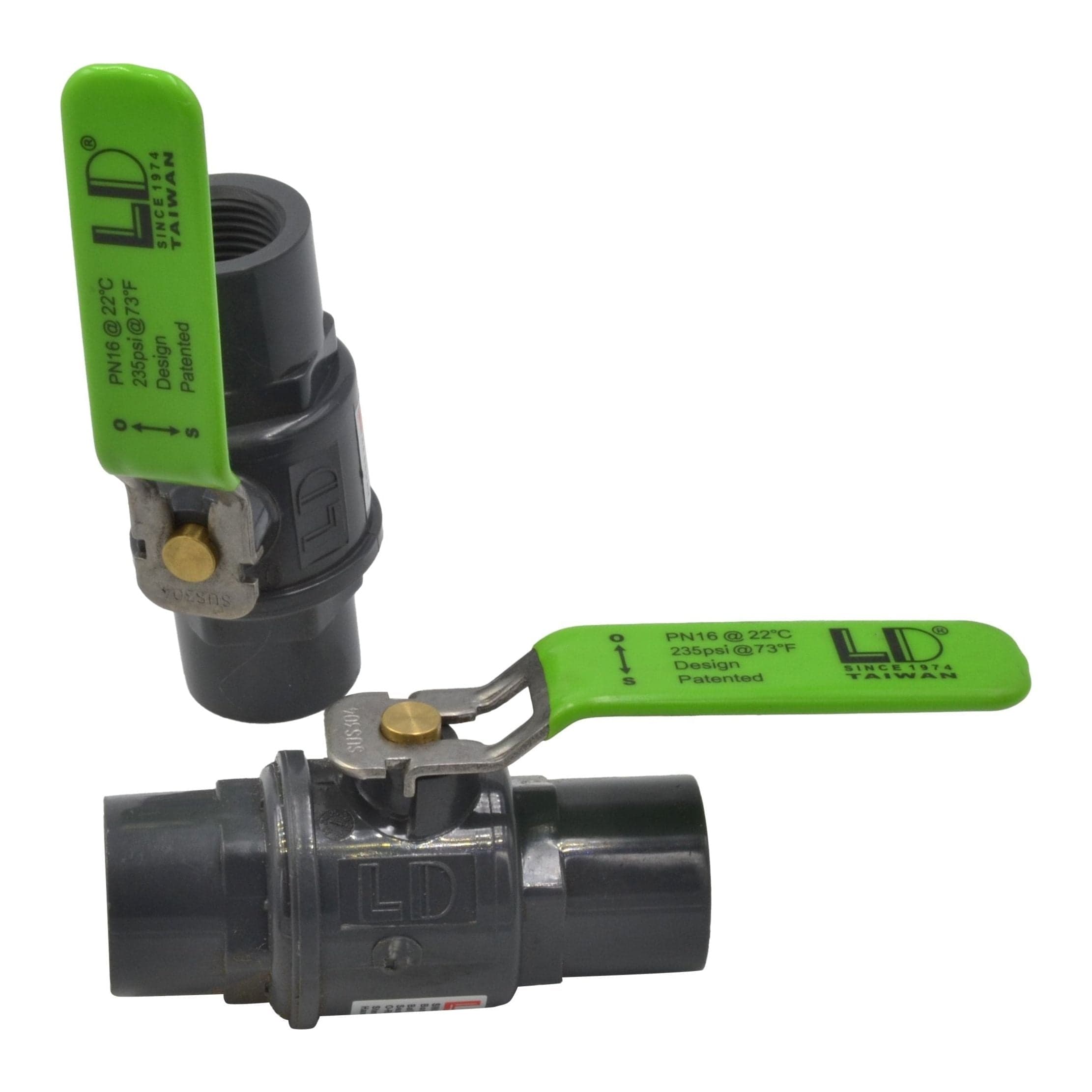 LD Valve Ball Valve x2 Piece 1/2" Industrial Quality Nylon Ball Valve 235 PSI F/F BSPT Thread