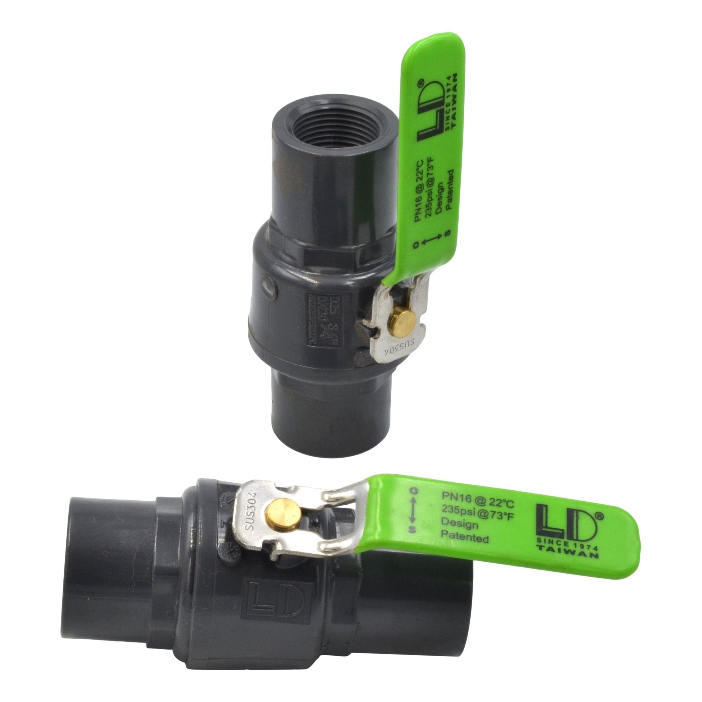 LD Valve Ball Valve x2 Piece 3/4" Industrial Quality Nylon Ball Valve 235 PSI F/F BSPT Thread