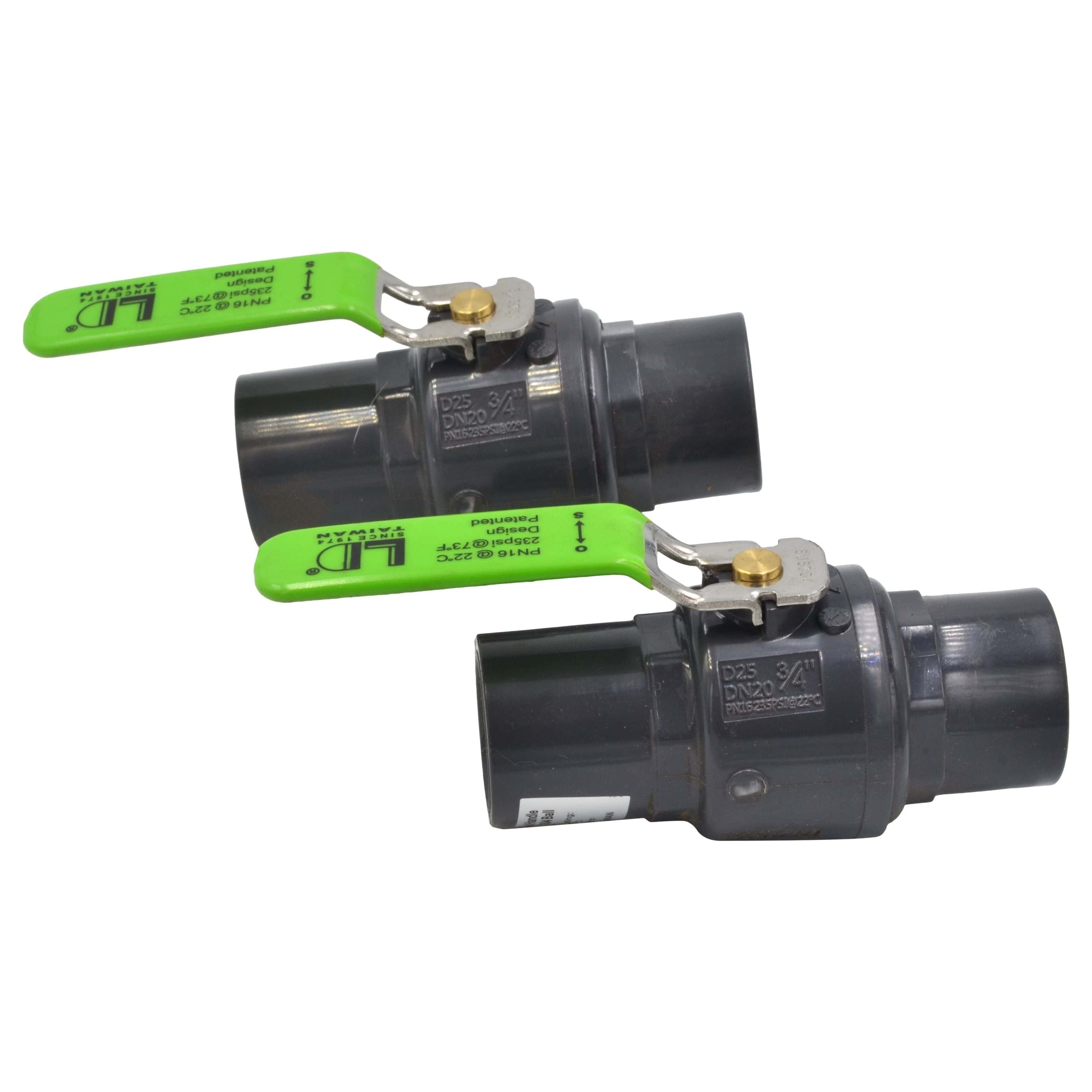 LD Valve Ball Valve x2 Piece 3/4" Industrial Quality Nylon Ball Valve 235 PSI F/F BSPT Thread