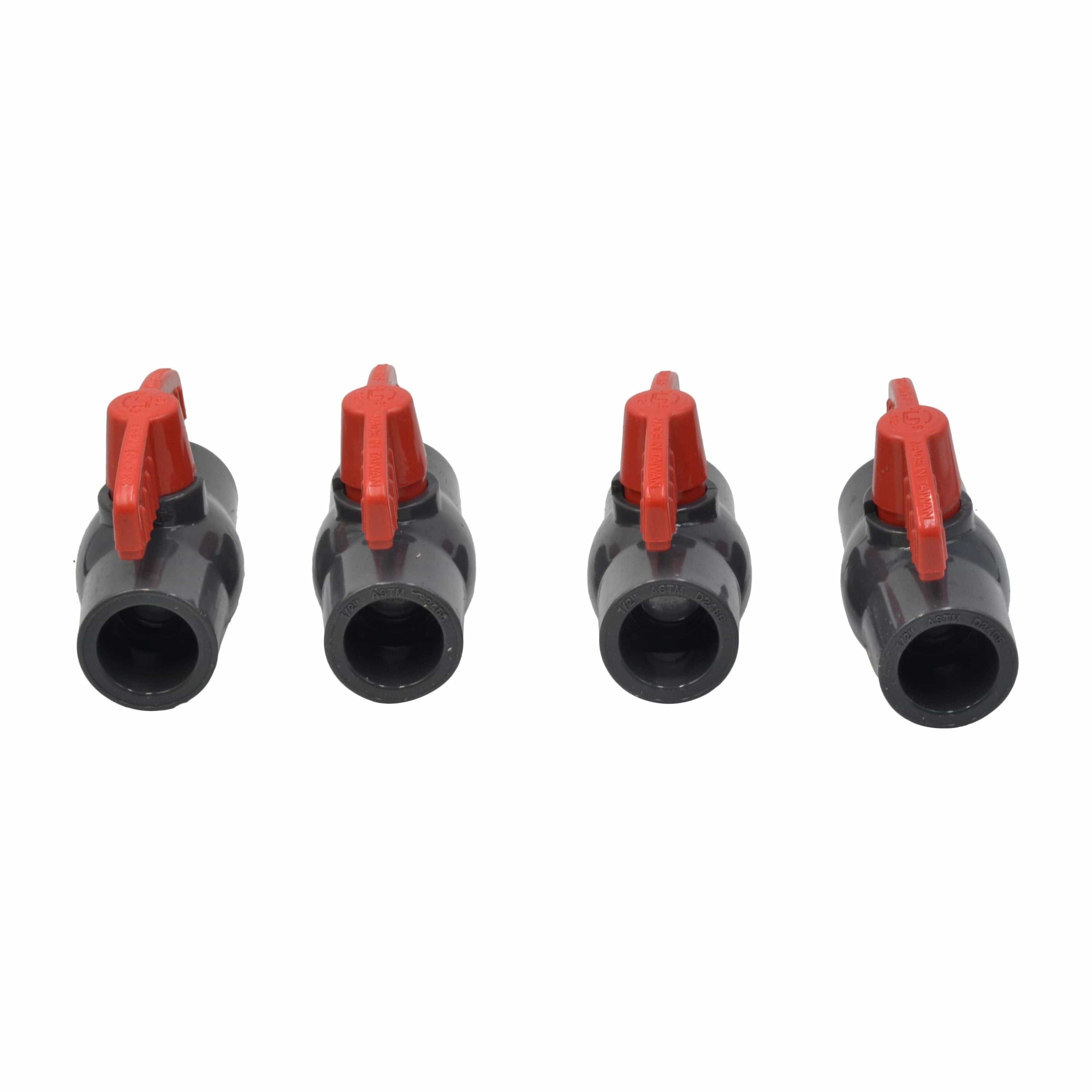 LD Valve Ball Valve x4 PVC Pipe Female/Female 1/2" Slip Join Ball Valve