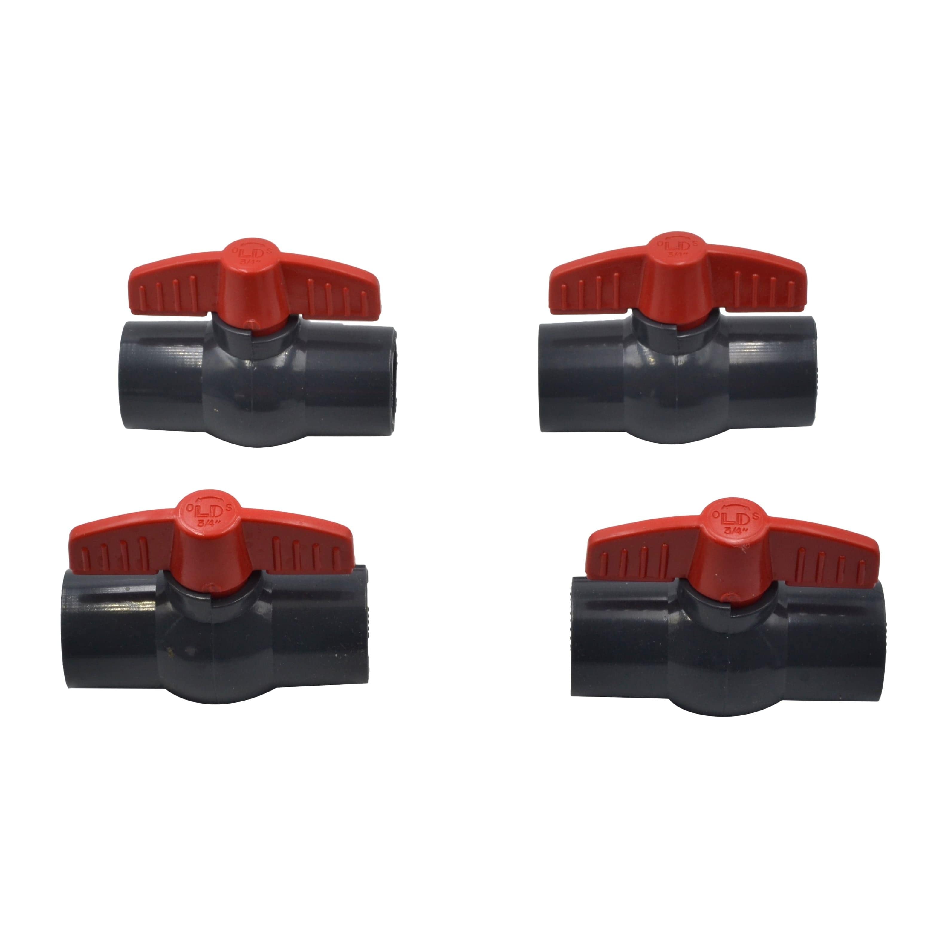 LD Valve Ball Valve x4 PVC Pipe Female/Female 3/4" Slip Join Ball Valve