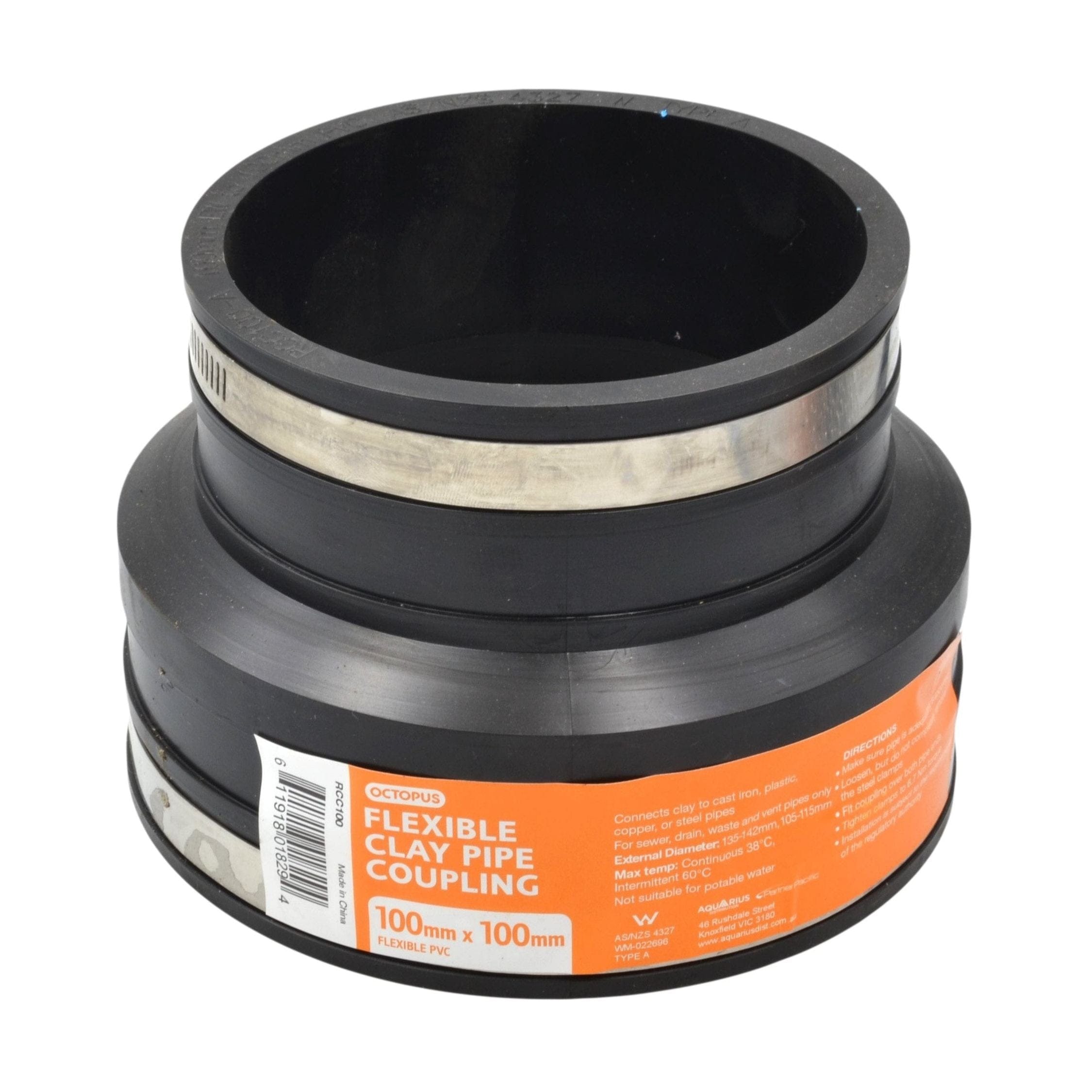 Octopus Flexible Connectors Octopus 100mm Type A PVC Flexible Quick Reducer Coupling Connector