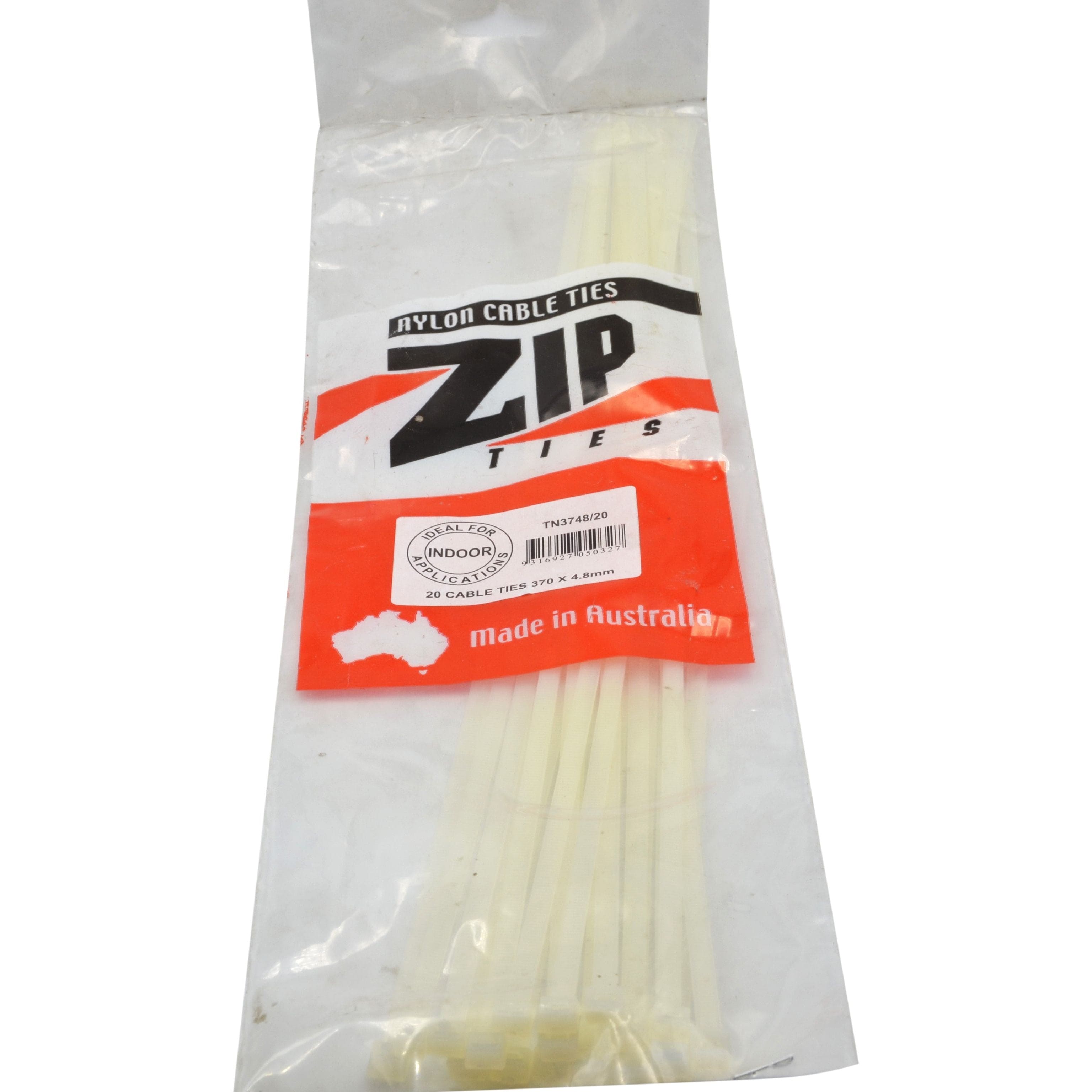 Raptor Cable Tie RAPTOR Natural 370mm x 4.8mm Medium Duty Cable Ties, 20 Pack