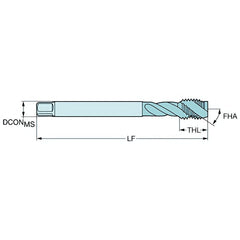 Sandvik HSS-PM Blue Spiral Flute PVD FeN coated Tap 3/4" UNC, DIN 2184-1 Long Body - Twin Eagle Imports