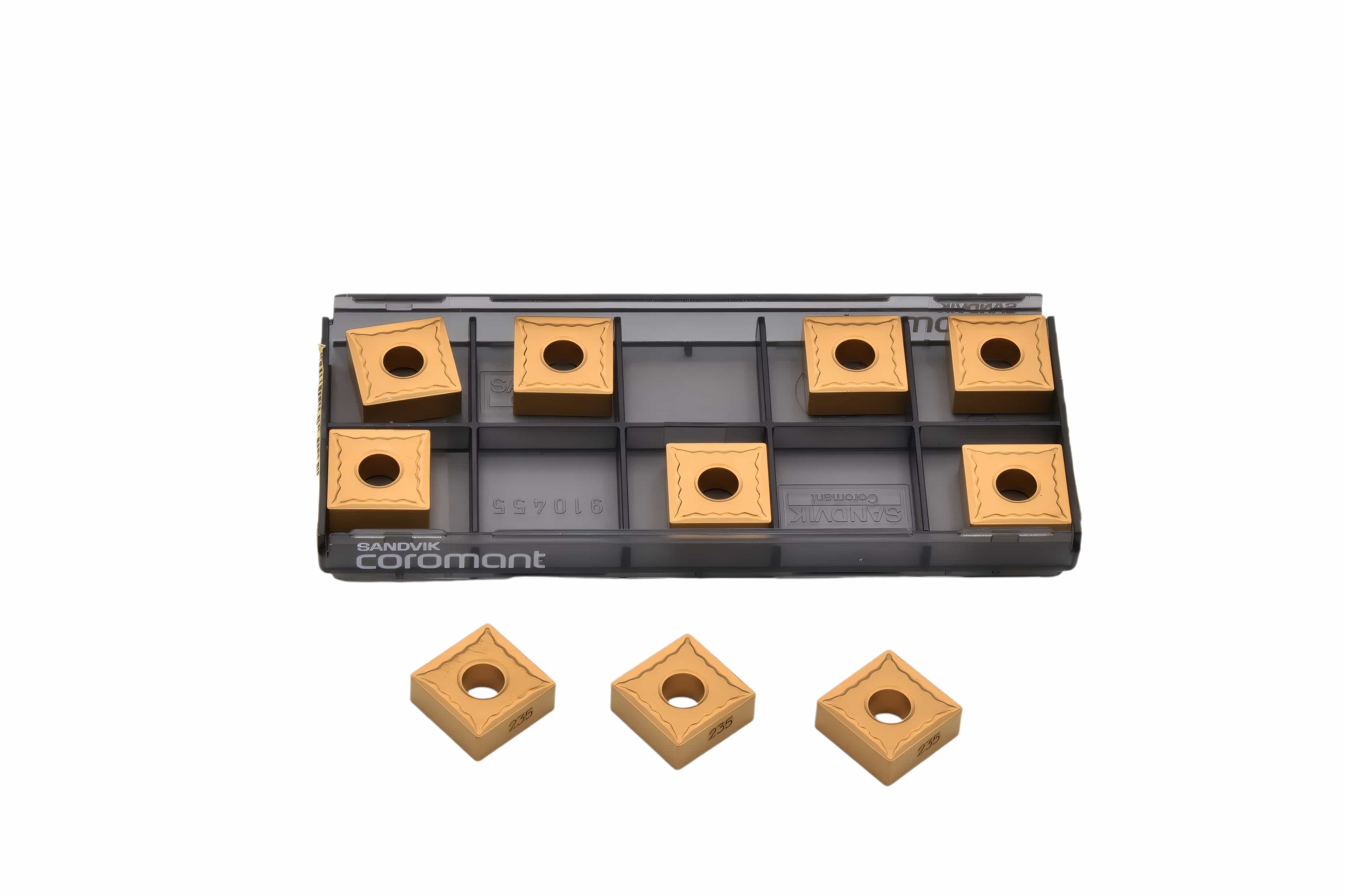 SANDVIK INSERTS 10pc Sandvik Coromant SNMG 12 04 04-QM 235 Turning Insert (Suitable for Steel & Stainless Steel, Medium Chipbreaker)