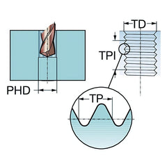 SANDVIK Taps & Dies Sandvik HSS-PM Blue Spiral Flute PVD FeN coated Tap 3/4" UNC, DIN 2184-1 Long Body