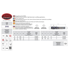 SOMTA Manufacturing Somta Multi Flute 12mm HSS-Co8 Multi-Purpose Roughing End Mill