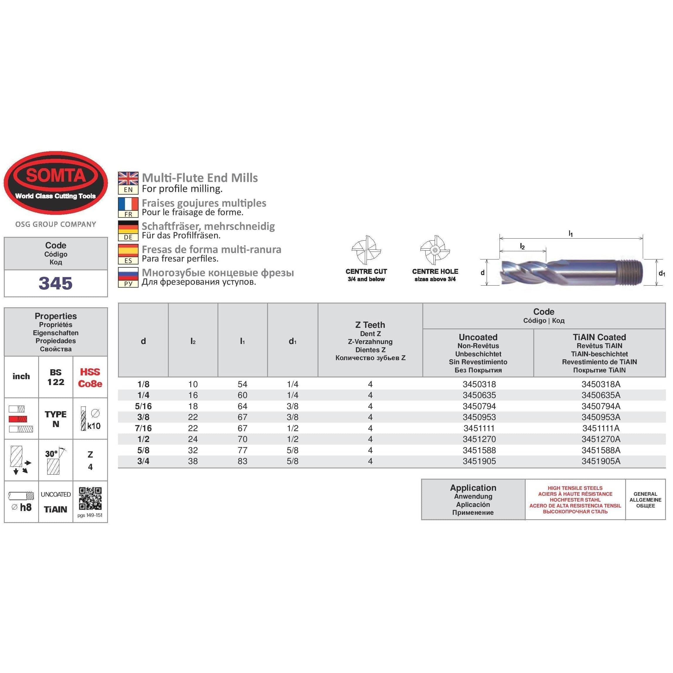 SOMTA Manufacturing Somta Multi Flute 3/4" HSS-Co8e Multi-Purpose End Mill