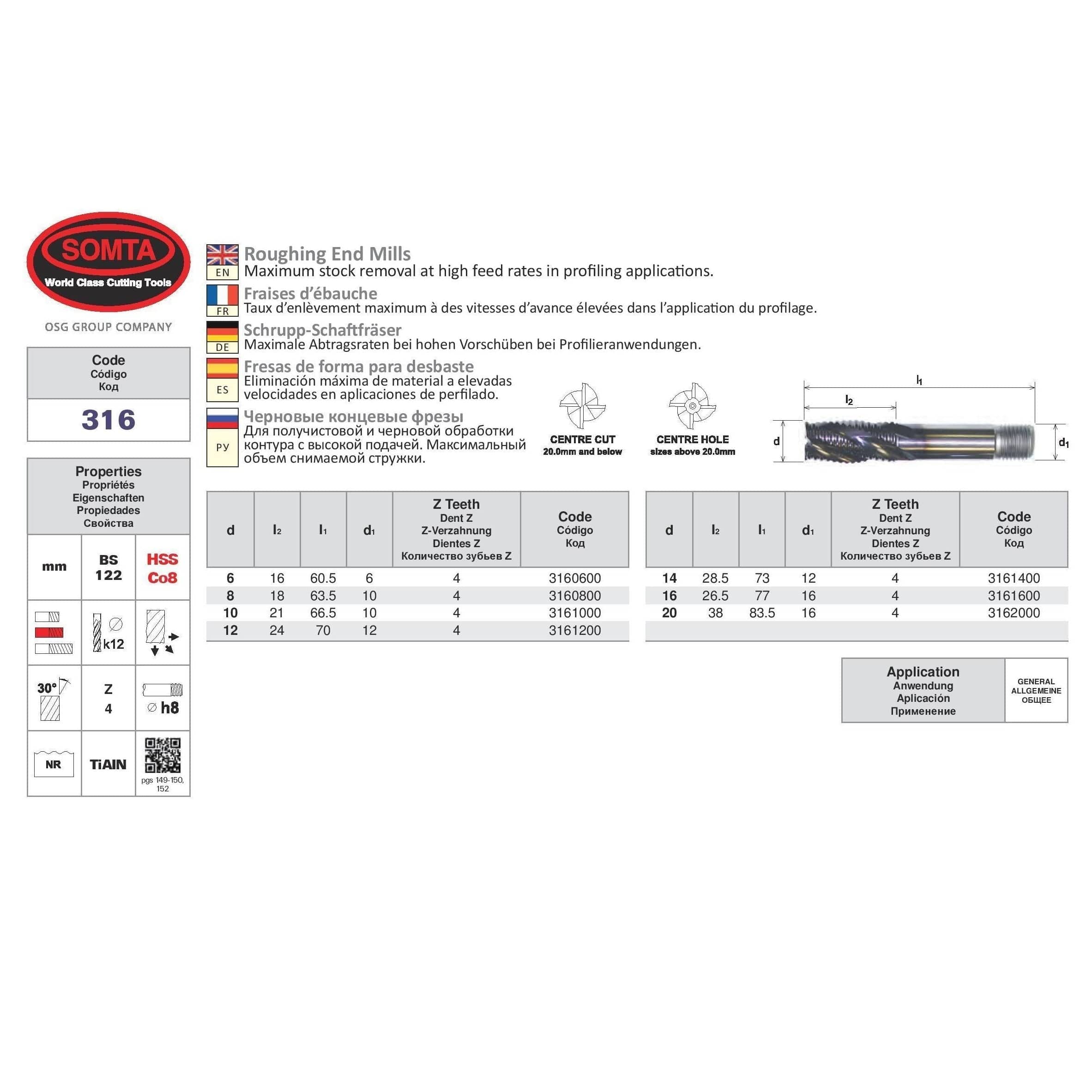 SOMTA Manufacturing Somta Multi Flute 8mm HSS-Co8 Multi-Purpose Roughing End Mill