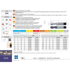 SOMTA Manufacturing Somta Series 340 – 4.0 mm HSS-Co8e 2 Flute Ball Nose End Mill