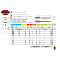 SOMTA Manufacturing Somta Series 555 – No. 12 UNF HSSE-V Gun Nose Tap (Standard)