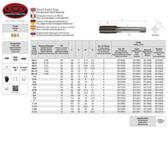 SOMTA Taps & Dies Somta Series 551 - HSS Short Hand Tap No.8 UNF Second (Intermediate)
