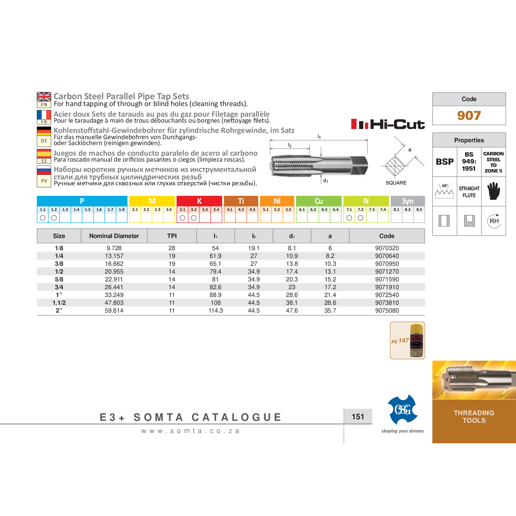 SOMTA TAPS Somta Series 907 – 2" Carbon Steel BSPF Tap Bottom (Parallel Form)