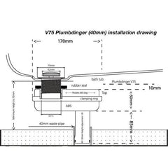Tacron Industries Drain Waste V75-DFK Plumbdinger - Space Saving Bath Waste Solutions for Slab-On-Ground Installations