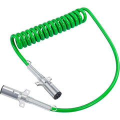 TEI Truck Electrical 7 Way Trailer 15 FT Green ABS Long Tail Spiral Electrical Power cord