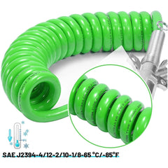 TEI Truck Electrical 7 Way Trailer 15 FT Green ABS Spiral Electrical Power cord