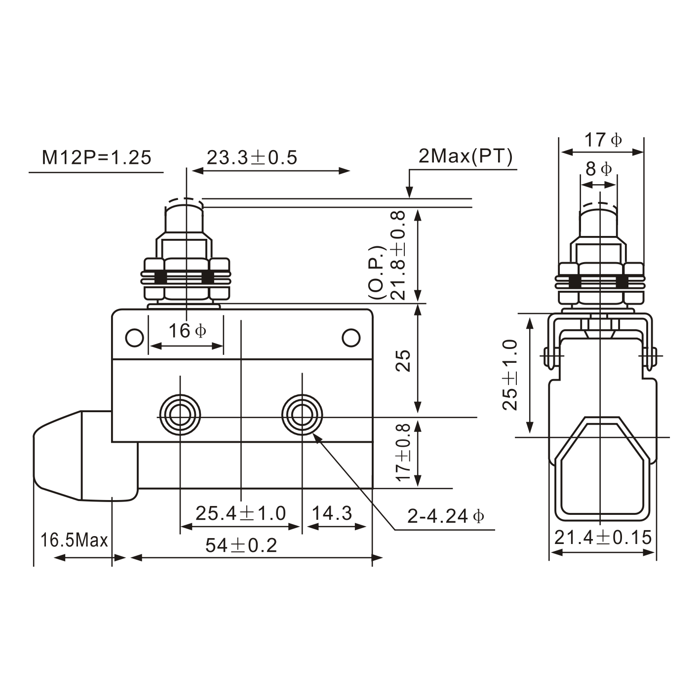 Tianyi Switch AZ-7310 Push Type, Side Mounting Limit Switch