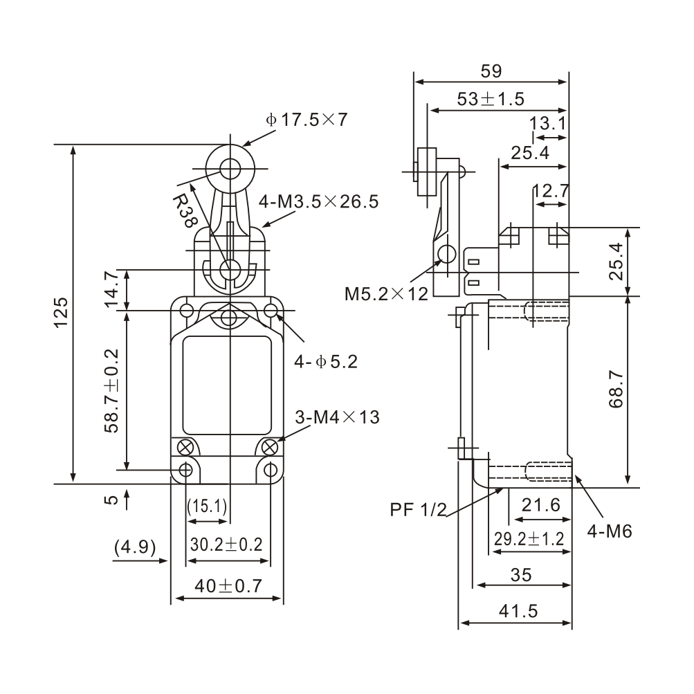 Tianyi Switch WLCA2-2 Micro Limit Switch with Adjustable Lever Roller Arm