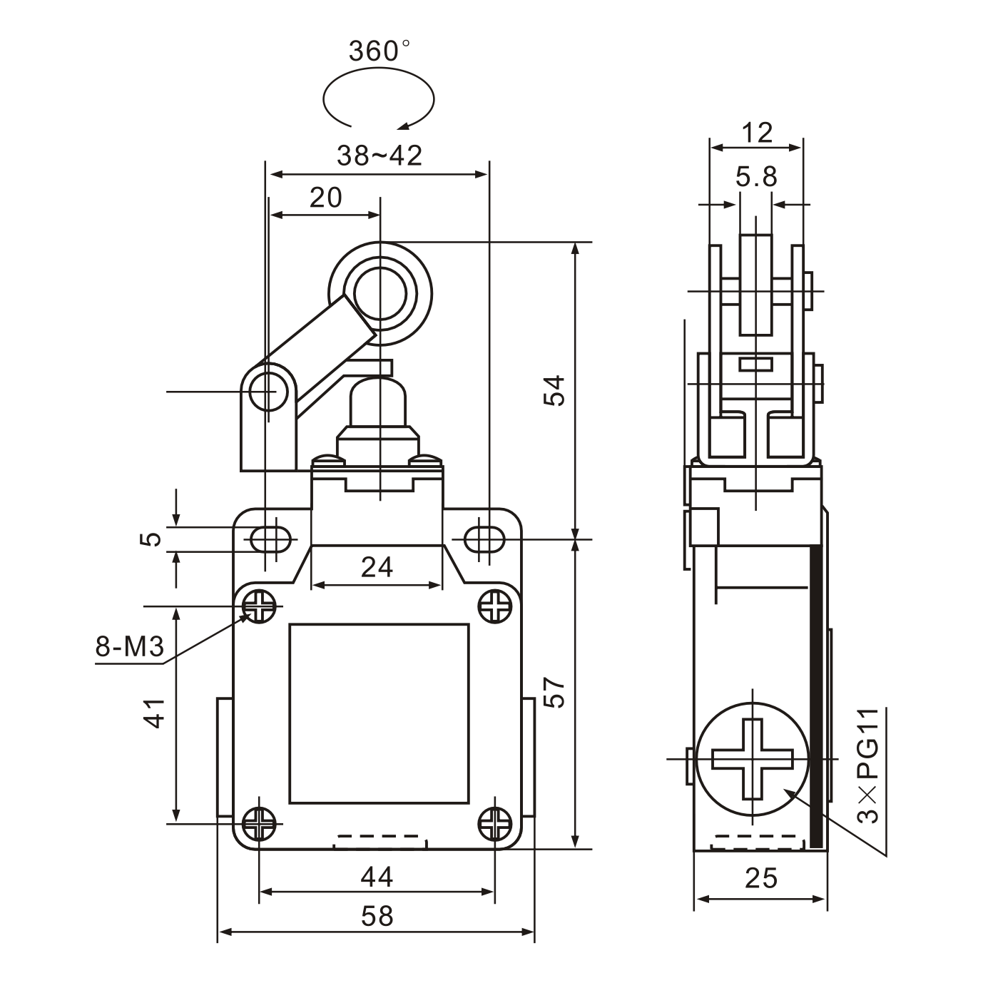 Tianyi Switch XCK-M121 Thermoplastic Roller Lever Plunger Limit Switch