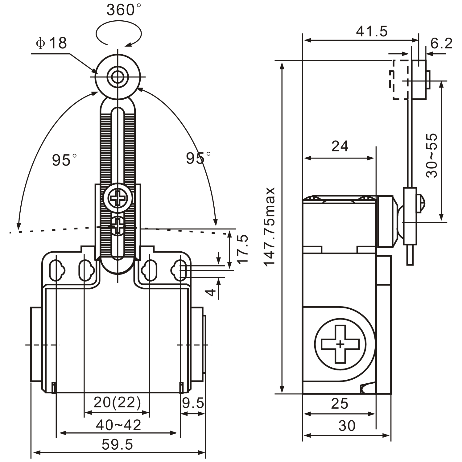 Tianyi Switch XCK-T145 Adjustable Roller Plunger with Metal & Nylon Roller Limit Switch
