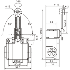 Tianyi Switch XCK-T145 Adjustable Roller Plunger with Metal & Nylon Roller Limit Switch