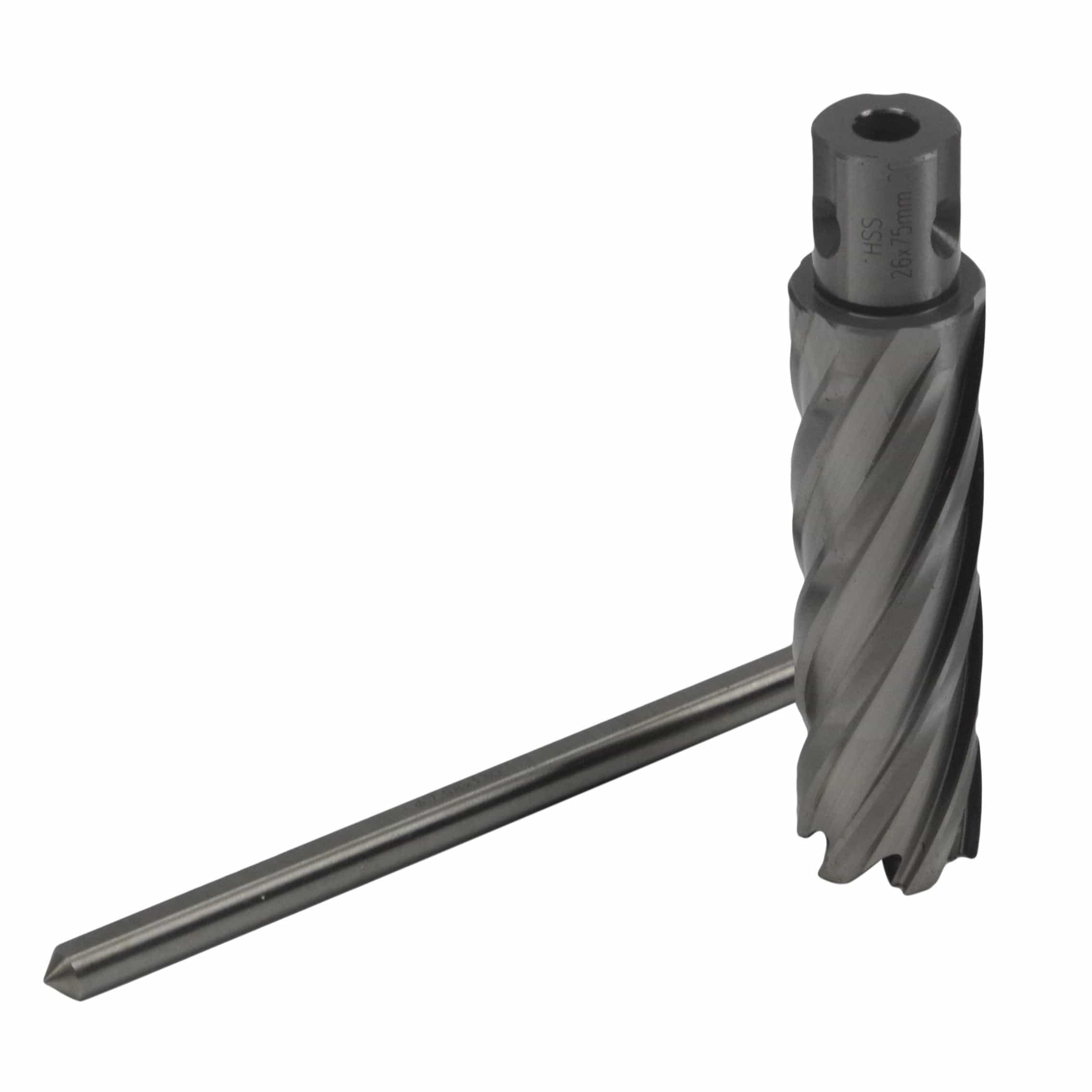 Twin Eagle Imports Annular Cutter 26 x 75mm D.O.C HSS Weldon Shank Annular Cutter with Pilot Pin