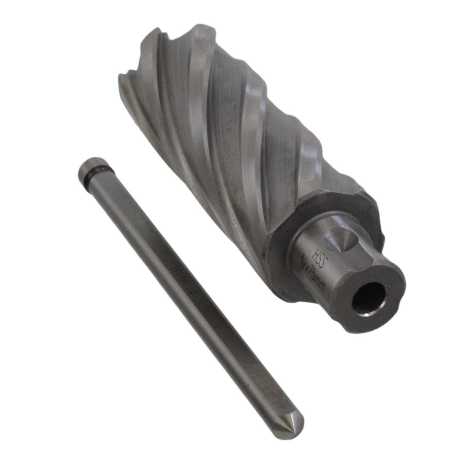 Twin Eagle Imports Annular Cutter 32 x 75mm D.O.C HSS Weldon Shank Annular Cutter with Pilot Pin