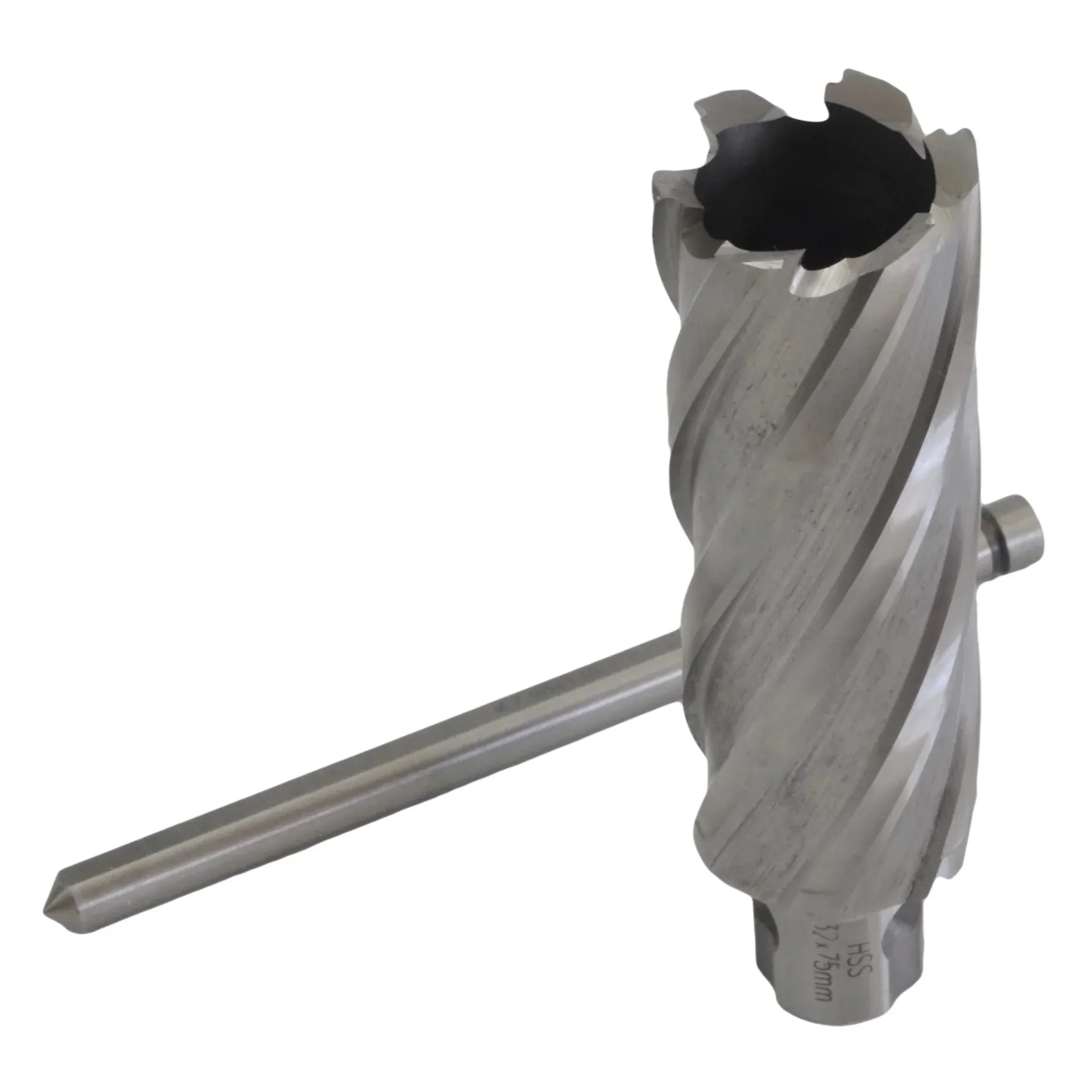 Twin Eagle Imports Annular Cutter 32 x 75mm D.O.C HSS Weldon Shank Annular Cutter with Pilot Pin