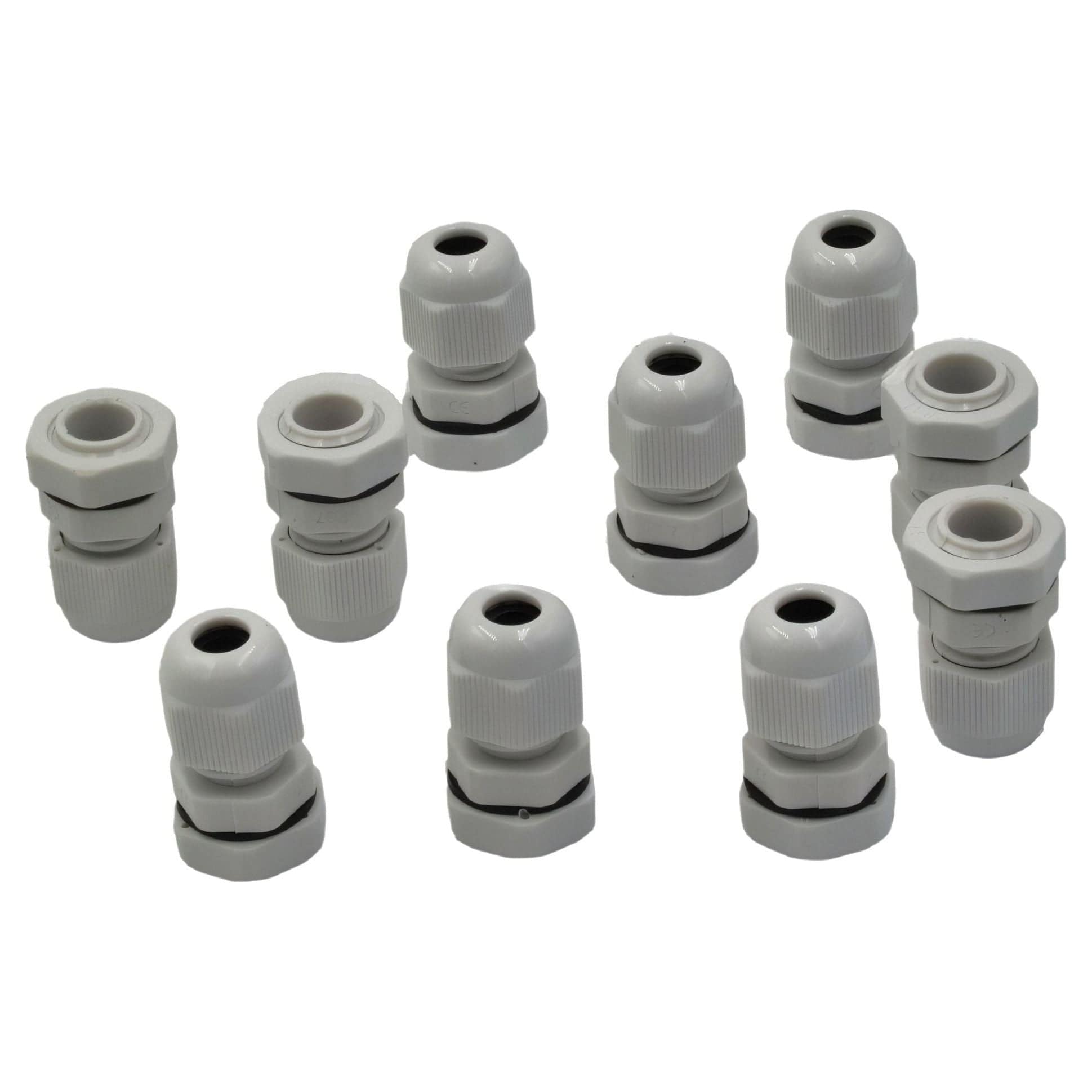Twin Eagle Imports Cable Gland 10 Pack IP68 PG7 White Nylon Cable Gland 3-6.5mm Cable Range