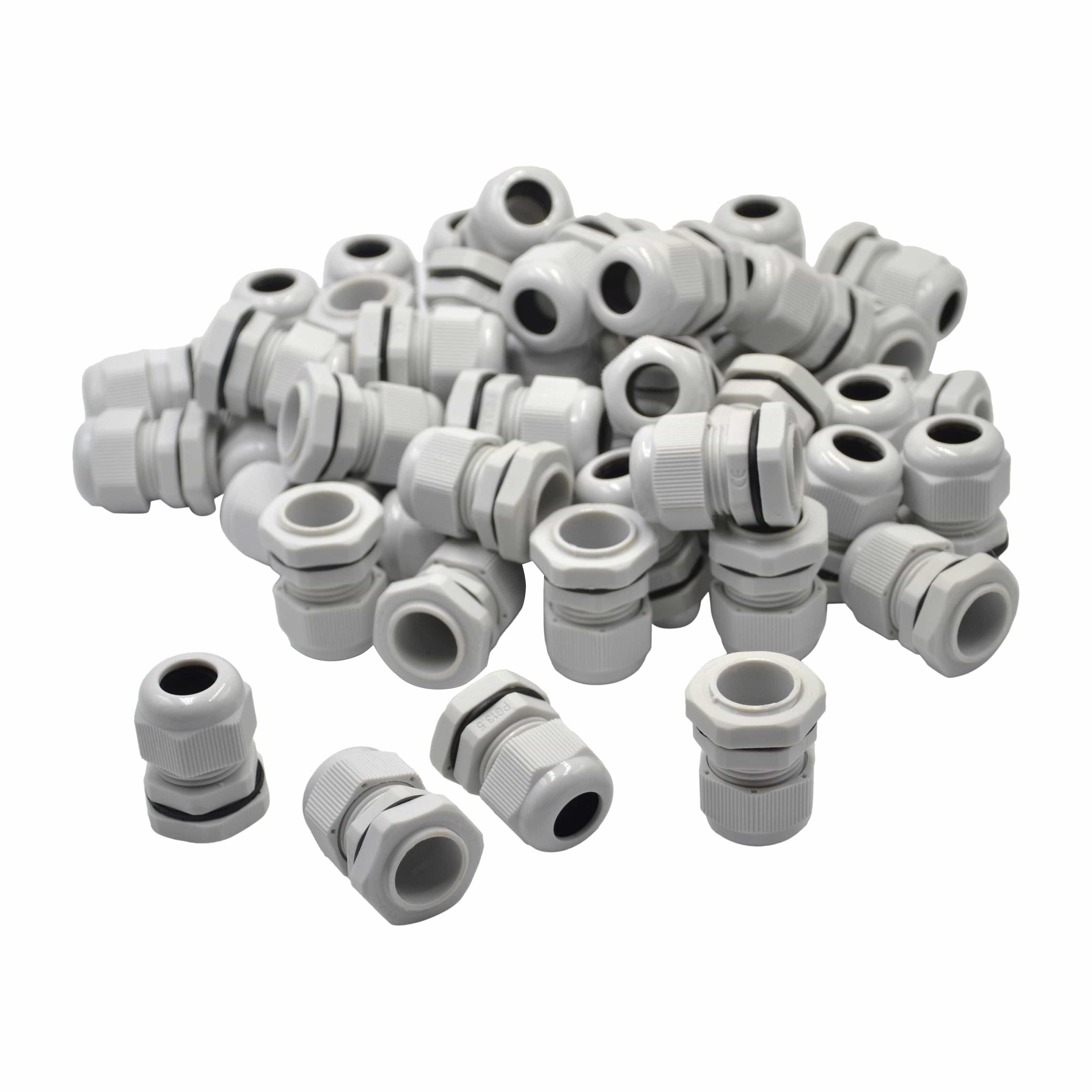Twin Eagle Imports Cable Gland 50 Pack IP68 PG13.5 White Nylon Cable Gland 6-12mm Cable Range