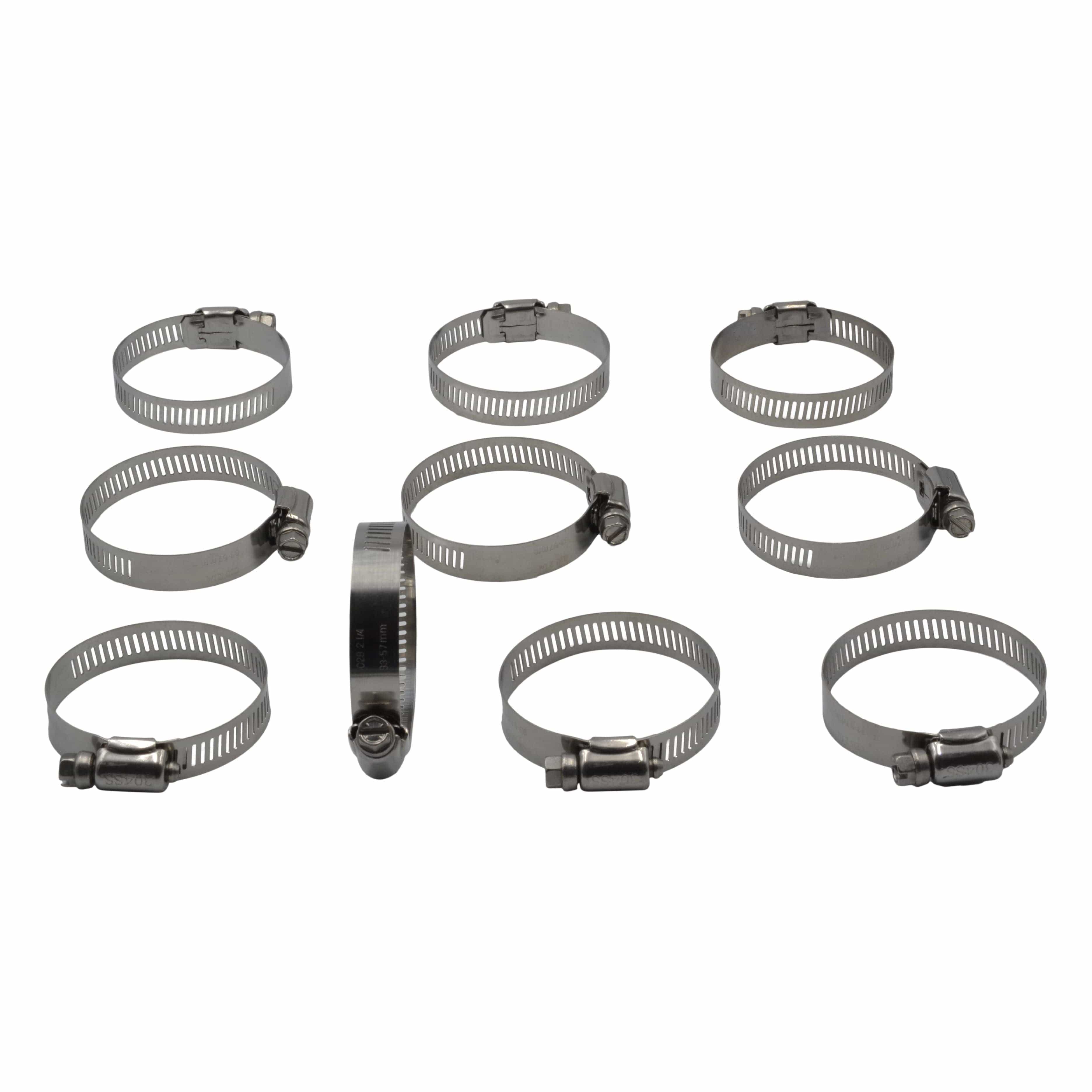 Twin Eagle Imports Grab Kits 10 Piece 304 Stainless Steel 33-57mm Worm Drive Hose Clamp