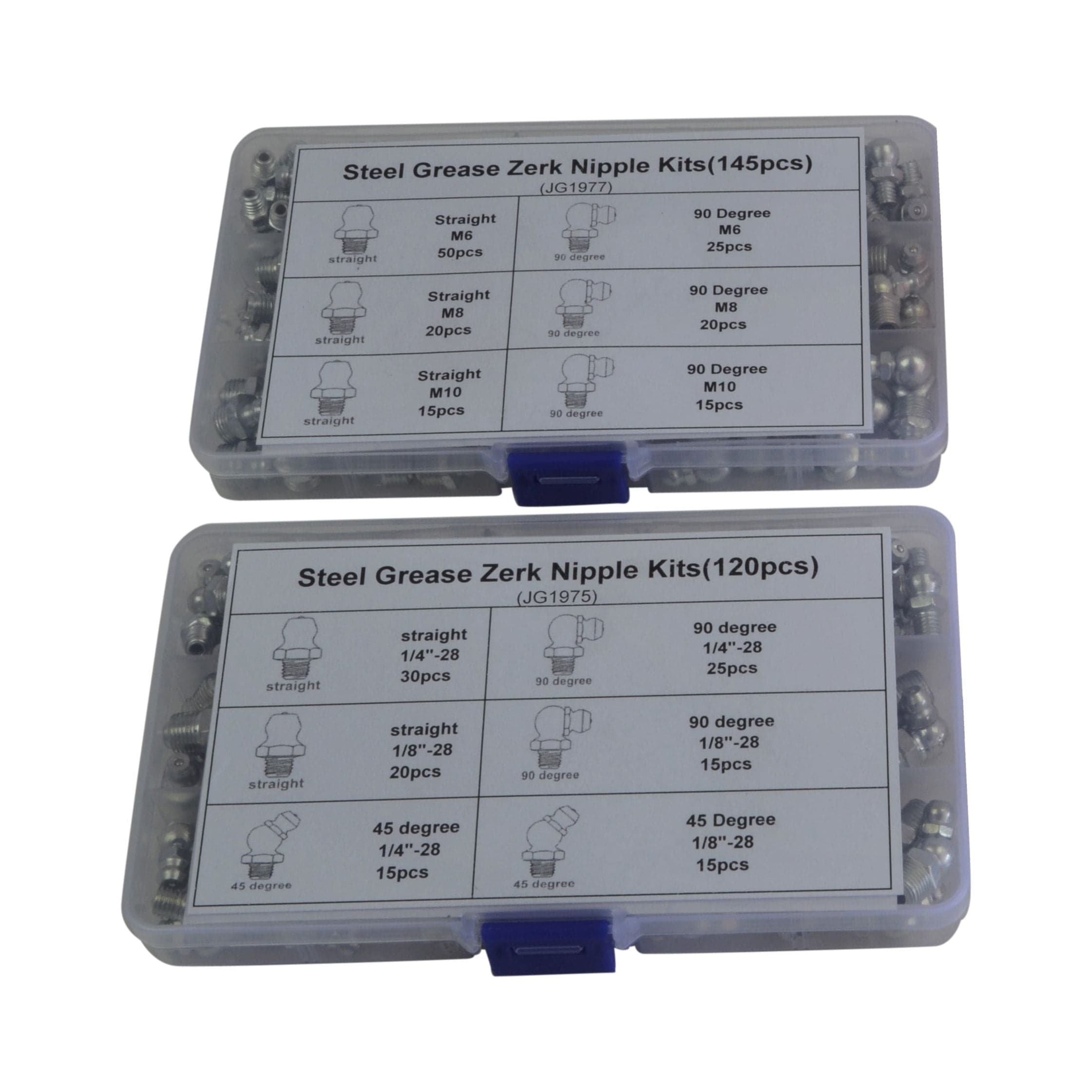 Twin Eagle Imports Grab Kits 265 Piece Grease Nipple Nipple Imperial and Metric Steel Grab Kit Assortment