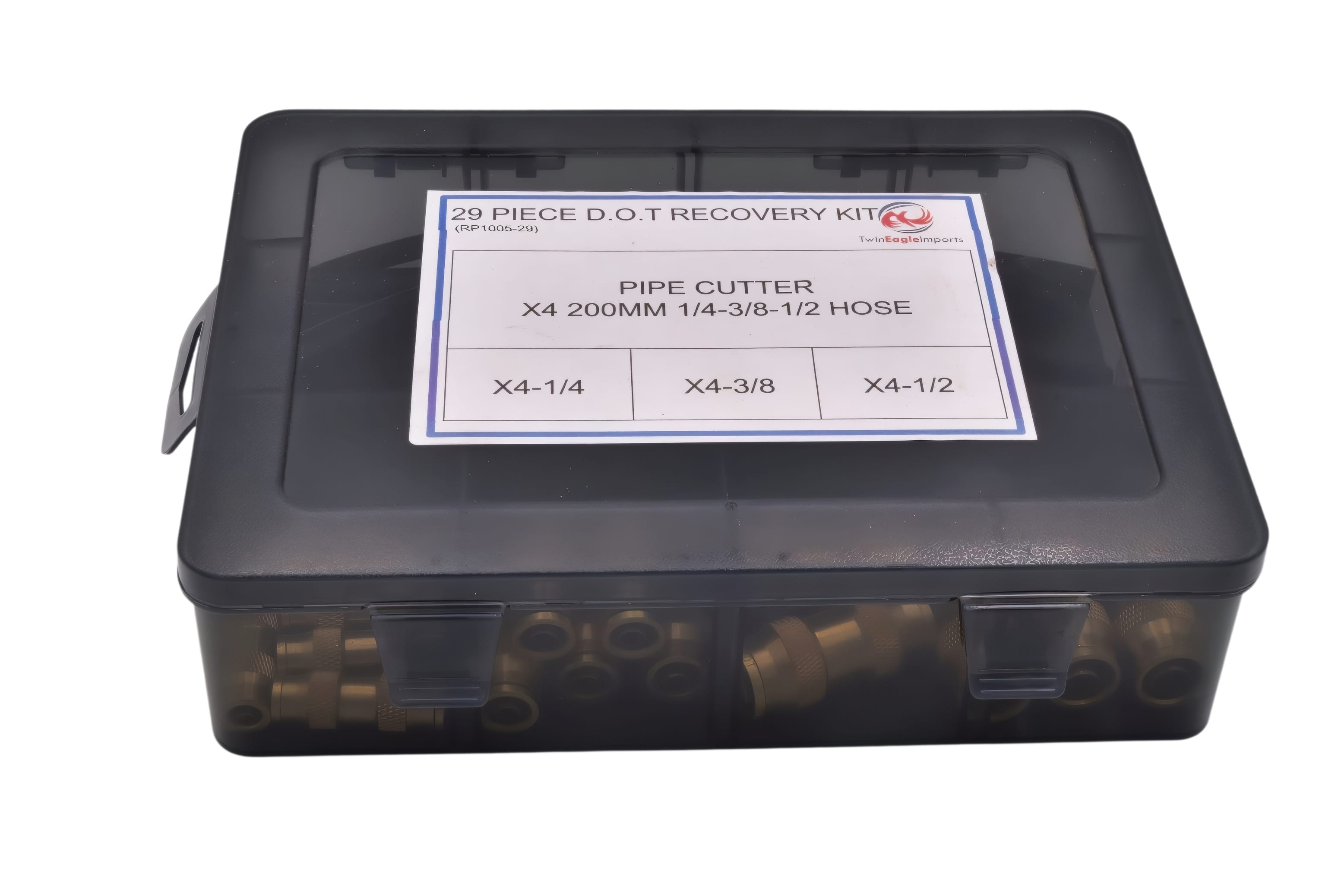Twin Eagle Imports GRAB KITS 29 Piece D.O.T. Air Brake Recovery Kit with Hose Cutter & Brass Push-to-Connect Fittings