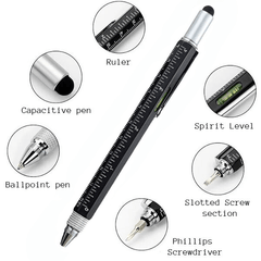 Twin Eagle Imports Marking Full Metal Body 6-in-1 Multi-Function Tool Black Engineers Pen